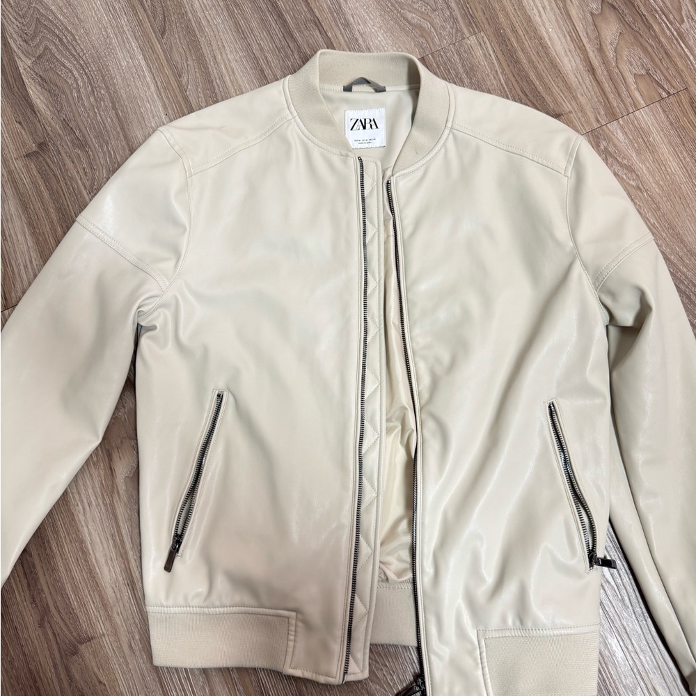 Zara Cream Bomber Jacket